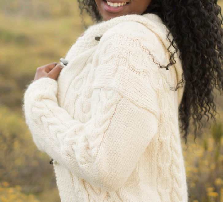 Knitted Jacket with Irish Moss and Cable Patterns Knitting Pattern (AE - 10006)-Pattern-Wild and Woolly Yarns