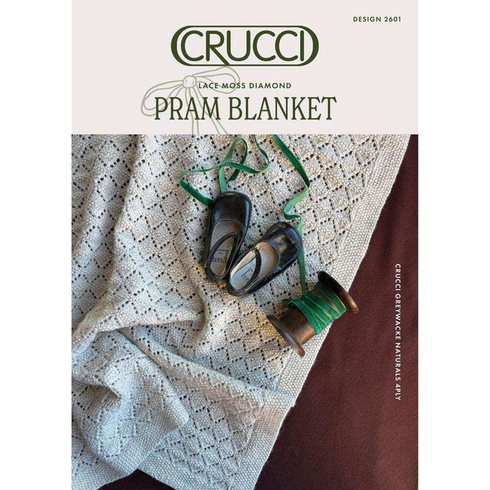 Lace Moss Diamond Pram Blanket Knitting Pattern (CRU2601)-Needlecraft Patterns-Crucci-Printed Pattern – Posted-Wild & Woolly Yarns