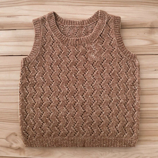 Lace slipover with intricate detailing, knitted in Chaska Wara 8Ply yarn.