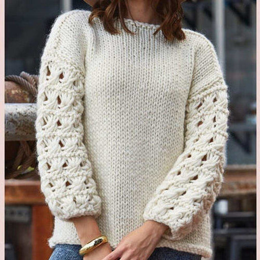 Lacy Sleeve Sweater Knitting Pattern (CRU1828)-Needlecraft Patterns-Crucci-Printed Pattern – Posted-Wild & Woolly Yarns