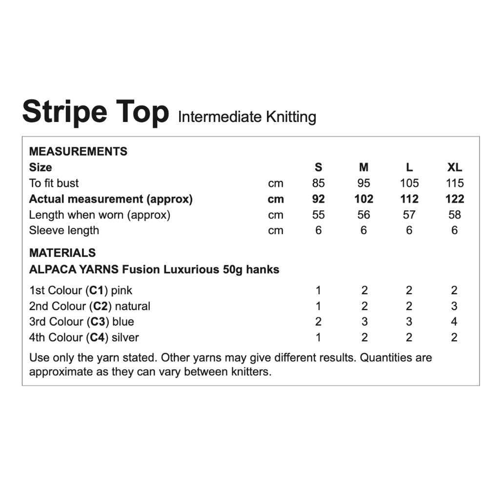 Ladies Stripe Top Knitting Pattern (AP2005)-Needlecraft Patterns-Alpaca Yarns-Printed Pattern – Posted-Wild & Woolly Yarns
