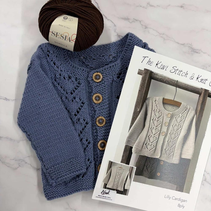 Lilly Cardigan Knitting Pattern - 8 Ply-Needlecraft Patterns-Kiwi Stitch & Knit Co-Printed Pattern – Posted-Wild & Woolly Yarns