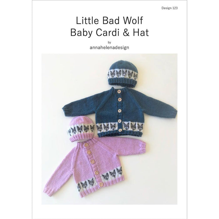 Little Bad Wolf Baby Cardi & Hat Knitting Pattern (AH123)-Needlecraft Patterns-Crucci-Printed-Wild & Woolly Yarns