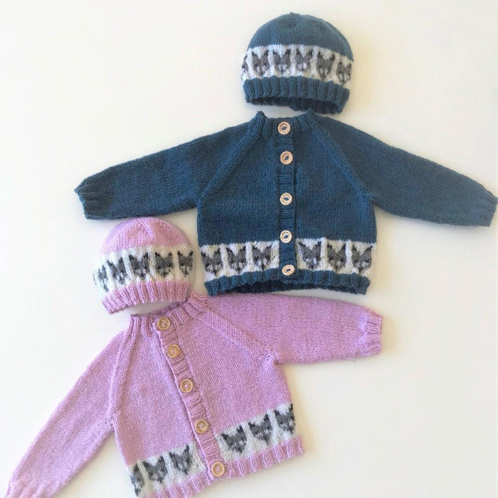 Little Bad Wolf Baby Cardi & Hat Knitting Pattern (AH123)-Needlecraft Patterns-Crucci-Printed-Wild & Woolly Yarns