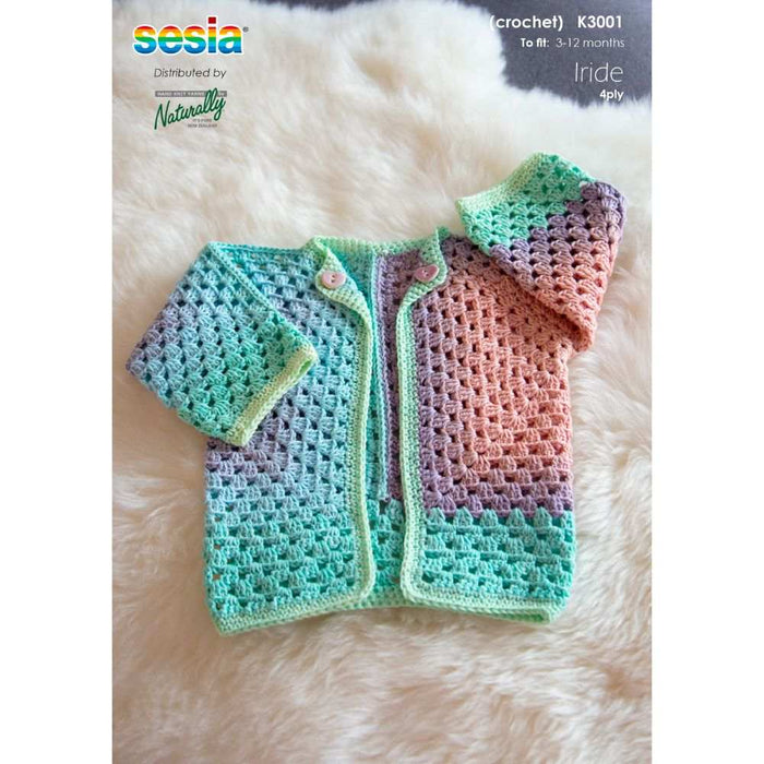 Little Granny Hexagon Cardigan Crochet Pattern (K3001)-Needlecraft Patterns-Wentworth Distributors-Printed-Wild & Woolly Yarns