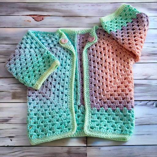 Little Granny Hexagon Cardigan Crochet Pattern (K3001)-Pattern-Wild and Woolly Yarns