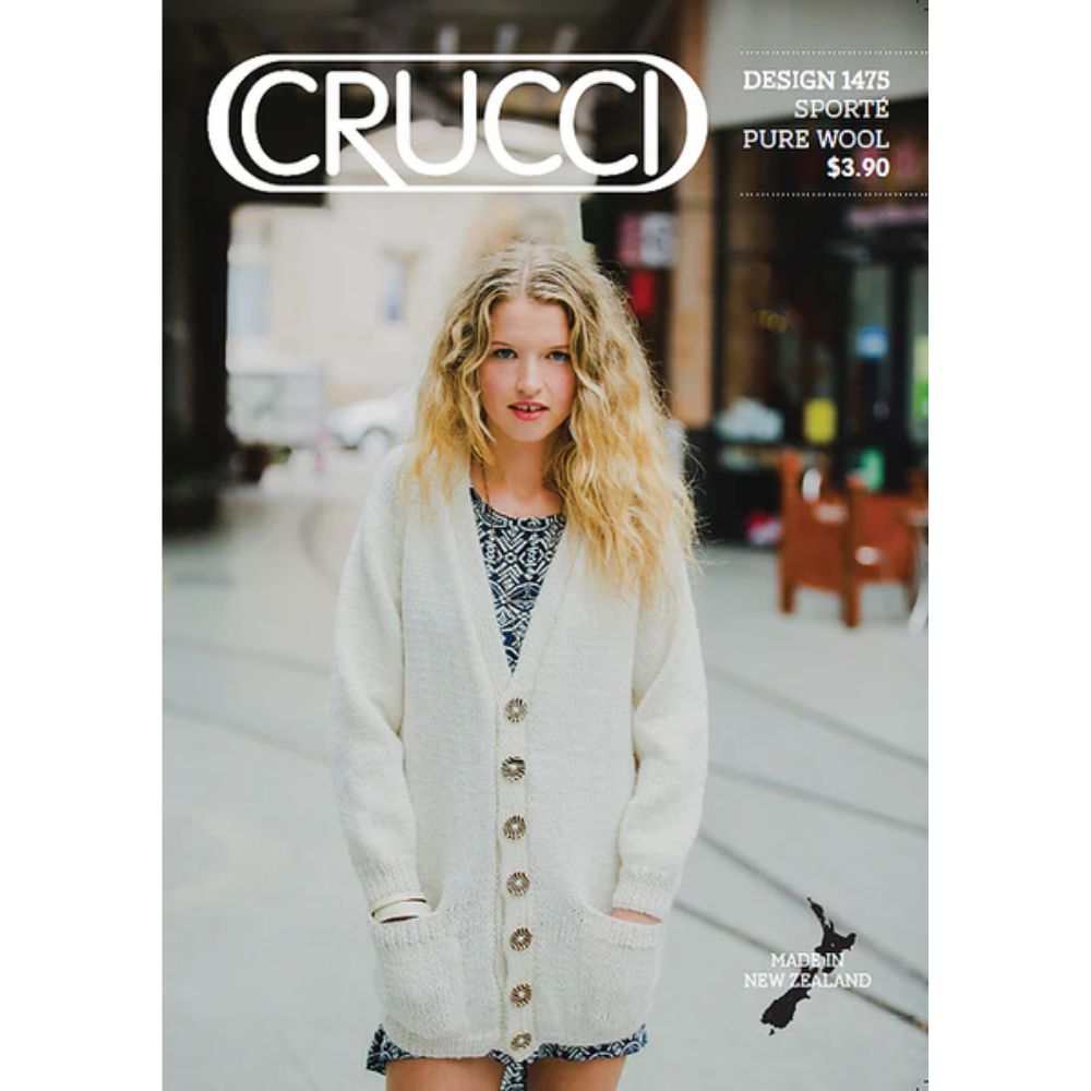 Longline Cardigan Knitting Pattern (CRU1475)-Needlecraft Patterns-Crucci-Wild & Woolly Yarns