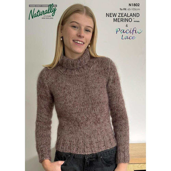 Marled Fluffy Jumper with Polo Neck Knitting Pattern (N1802)-Needlecraft Patterns-Wentworth Distributors-Printed Pattern – Posted-Wild & Woolly Yarns