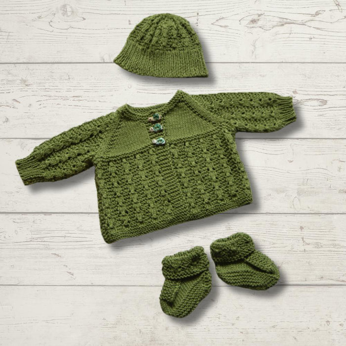 Matinee Jacket, Hat & Booties Knitting Pattern (K3050)-Needlecraft Patterns-Wentworth Distributors-Printed-Wild & Woolly Yarns