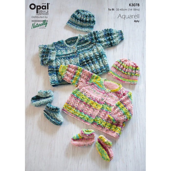 Matinee Jacket, Hat & Booties Set Knitting Pattern (K3078)-Needlecraft Patterns-Wentworth Distributors-Printed-Wild & Woolly Yarns