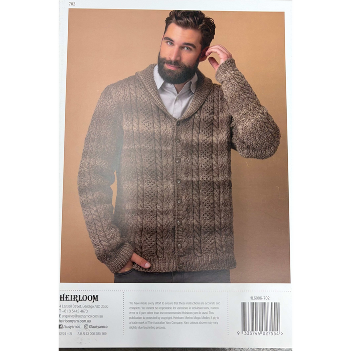 Men's Cables Knitting Pattern-Needlecraft Patterns-The Australian Yarn Co-Wild & Woolly Yarns