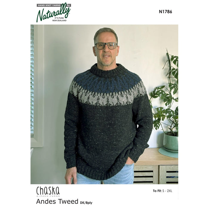 Men’s Colourwork Yoke Jumper Knitting Pattern (N1786)-Needlecraft Patterns-Wentworth Distributors-Printed-Wild & Woolly Yarns