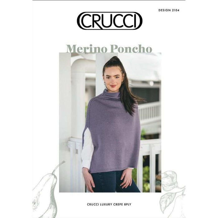 Merino Poncho Knitting Pattern (CRU2104)-Needlecraft Patterns-Crucci-Printed-Wild & Woolly Yarns