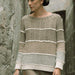 Mireya Pullover Knit Kit featuring a taupe and light grey textured knit pullover with folded ridge stripes and ribbed cuffs.