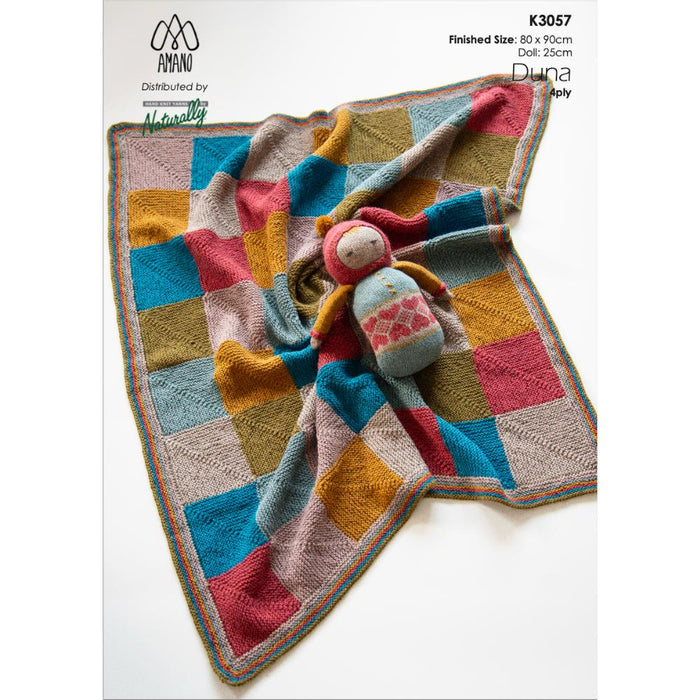 Mitred Square Pram Coverlet & Snuggle Doll Knitting Pattern (K3057)