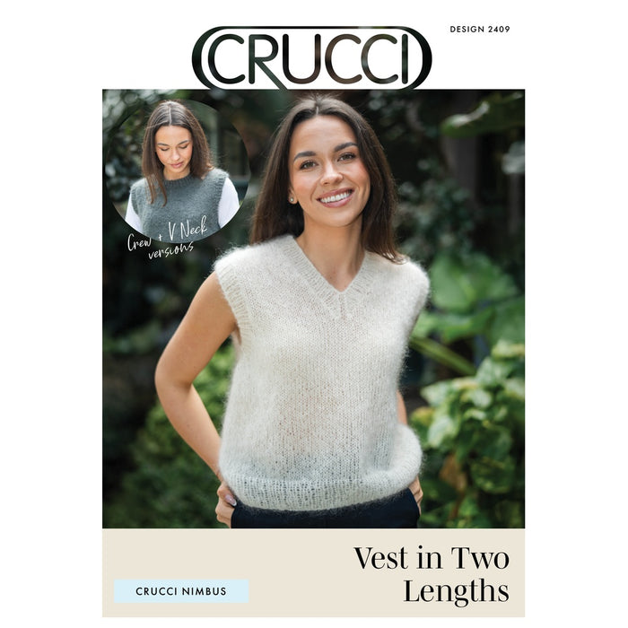 Mohair Vest Knitting Pattern (CRU2409)-Needlecraft Patterns-Crucci-Printed-Wild & Woolly Yarns