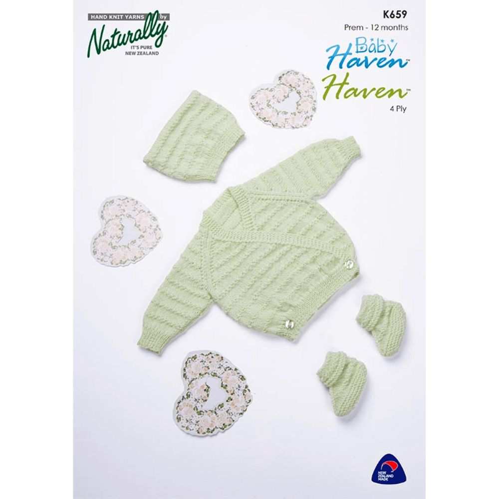 Moss Stitch Stripe Crossover Cardigan Knitting Pattern (K659)-Needlecraft Patterns-Wentworth Distributors-Printed Pattern – Posted-Wild & Woolly Yarns