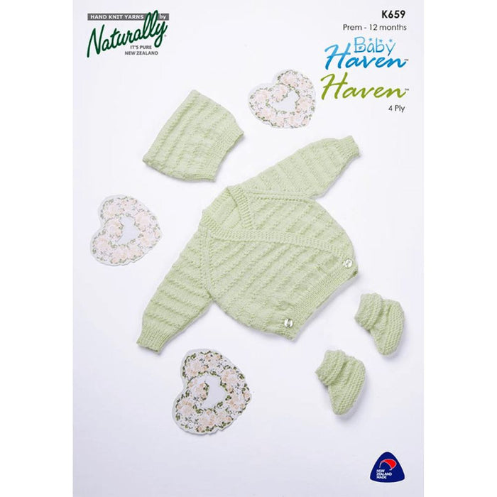 Moss Stitch Stripe Crossover Cardigan Knitting Pattern (K659)-Needlecraft Patterns-Wentworth Distributors-Printed-Wild & Woolly Yarns