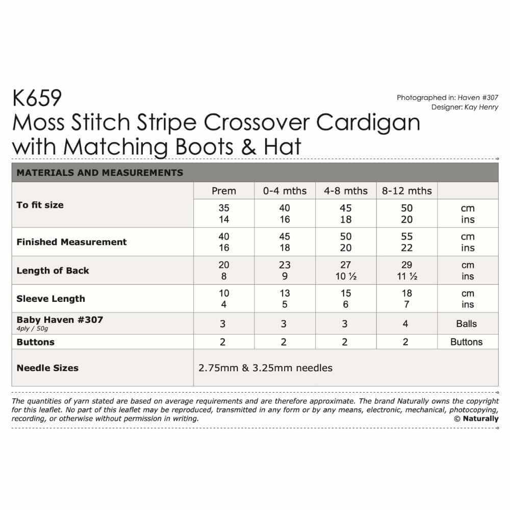 Moss Stitch Stripe Crossover Cardigan Knitting Pattern (K659)-Needlecraft Patterns-Wentworth Distributors-Printed Pattern – Posted-Wild & Woolly Yarns