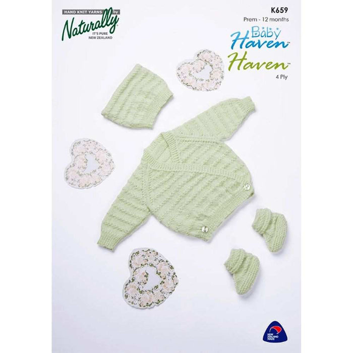 Moss Stitch Stripe Crossover Cardigan Knitting Pattern (K659)-Needlecraft Patterns-Wentworth Distributors-Printed Pattern – Posted-Wild & Woolly Yarns