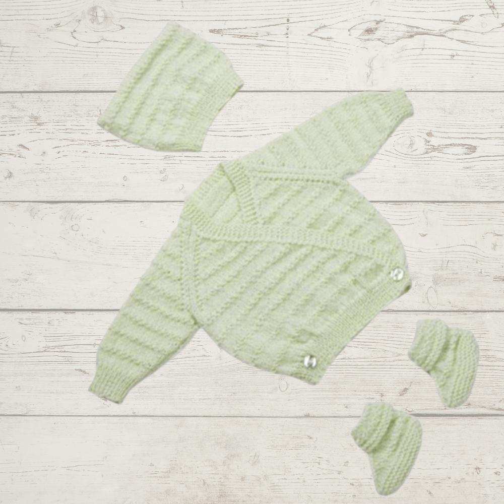 Moss Stitch Stripe Crossover Cardigan Knitting Pattern (K659)-Needlecraft Patterns-Wentworth Distributors-Printed Pattern – Posted-Wild & Woolly Yarns
