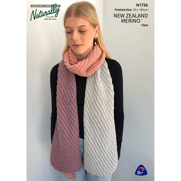 Multi Coloured Diagonal Rib Scarf Knitting Pattern (N1756)-Needlecraft Patterns-Wentworth Distributors-Printed Pattern – Posted-Wild & Woolly Yarns