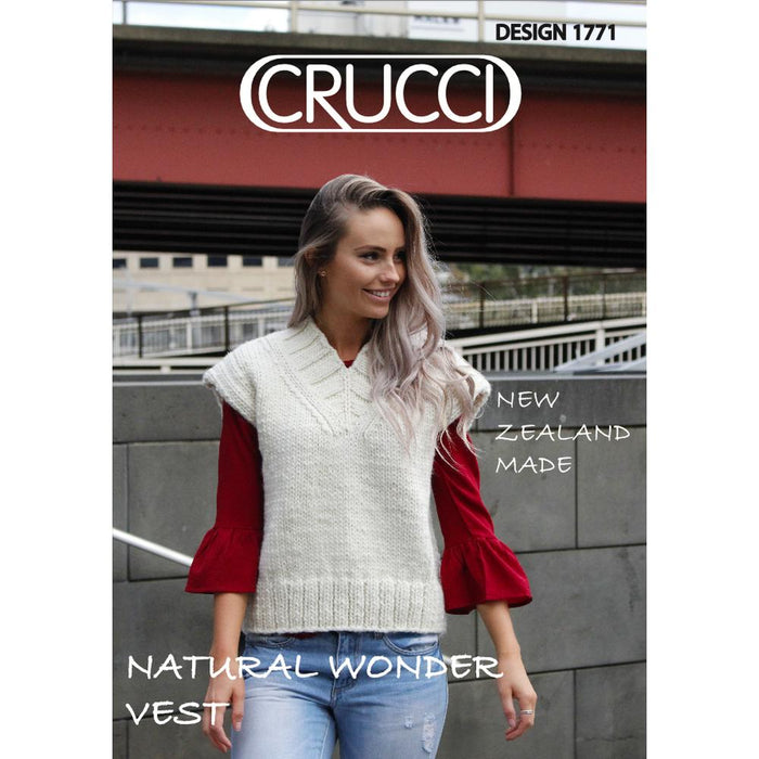Natural Wonder Vest Knitting Pattern (CRU1771)-Needlecraft Patterns-Crucci-Printed-Wild & Woolly Yarns
