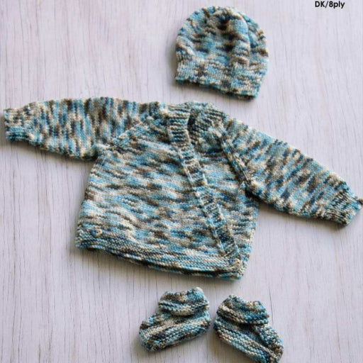 New Zealand Merino Baby Crossover Cardigan, Hat & Booties Pattern (K3066)-Needlecraft Patterns-Wentworth Distributors-Printed Pattern – Posted-Wild & Woolly Yarns