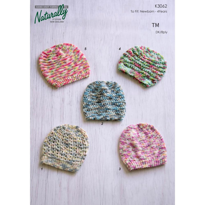 New Zealand Merino Baby & Kids Hat Knitting Pattern Collection (K3062)-Needlecraft Patterns-Wentworth Distributors-Printed-Wild & Woolly Yarns