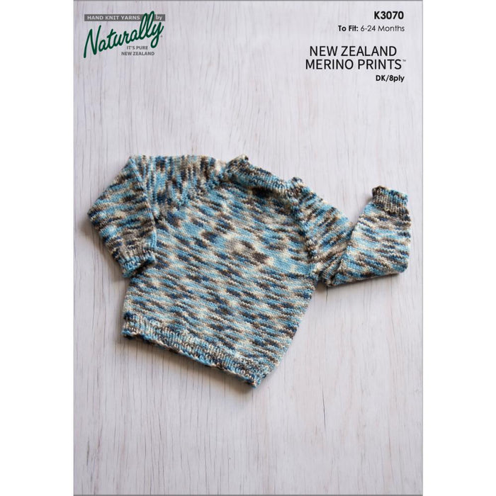 New Zealand Merino Baby Raglan Jumper Knitting Pattern (K3070)-Needlecraft Patterns-Wentworth Distributors-Printed-Wild & Woolly Yarns