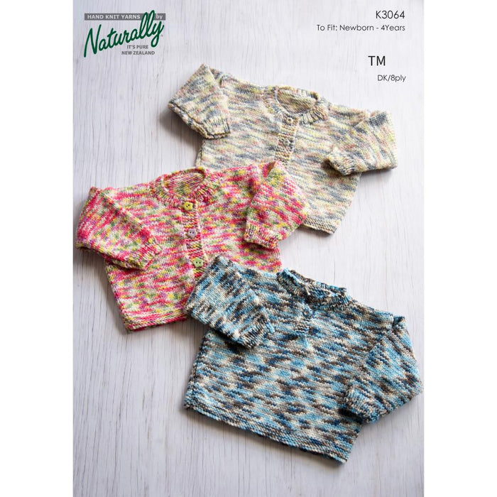 New Zealand Merino Baby Sweater & Cardigan Knitting Pattern (K3064)-Needlecraft Patterns-Wentworth Distributors-Printed-Wild & Woolly Yarns