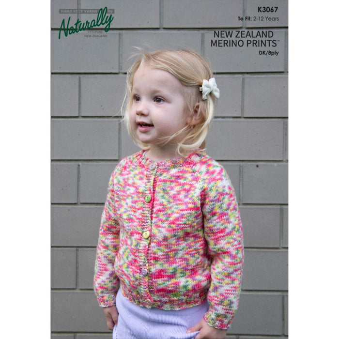 New Zealand Merino Kids Top Down Cardigan Knitting Pattern (K3067)-Needlecraft Patterns-Wentworth Distributors-Printed-Wild & Woolly Yarns