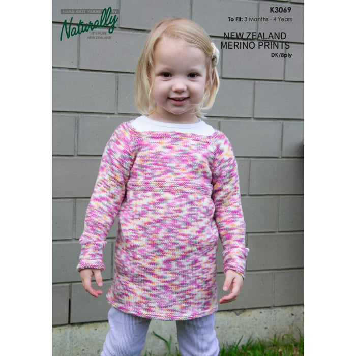 New Zealand Merino Long Sleeve Dress Knitting Pattern (K3069)-Needlecraft Patterns-Wentworth Distributors-Printed-Wild & Woolly Yarns