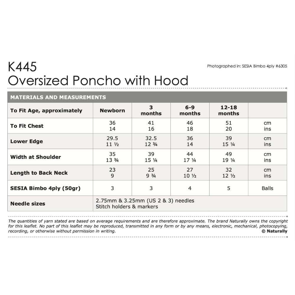 Oversized Poncho with Hood Knitting Pattern (K445)-Needlecraft Patterns-Wentworth Distributors-Printed Pattern – Posted-Wild & Woolly Yarns