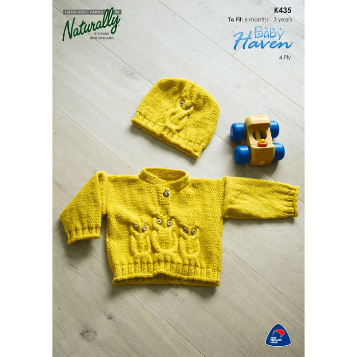 Owl Sweater & Hat Knitting Knitting Pattern (K435)-Needlecraft Patterns-Wentworth Distributors-Printed-Wild & Woolly Yarns