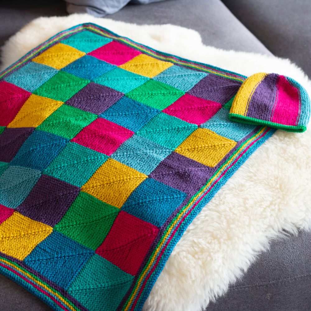 Paintbox Baby Pram Coverlet with Beanie Knitting Pattern (K3002)-Needlecraft Patterns-Wentworth Distributors-Printed Pattern – Posted-Wild & Woolly Yarns