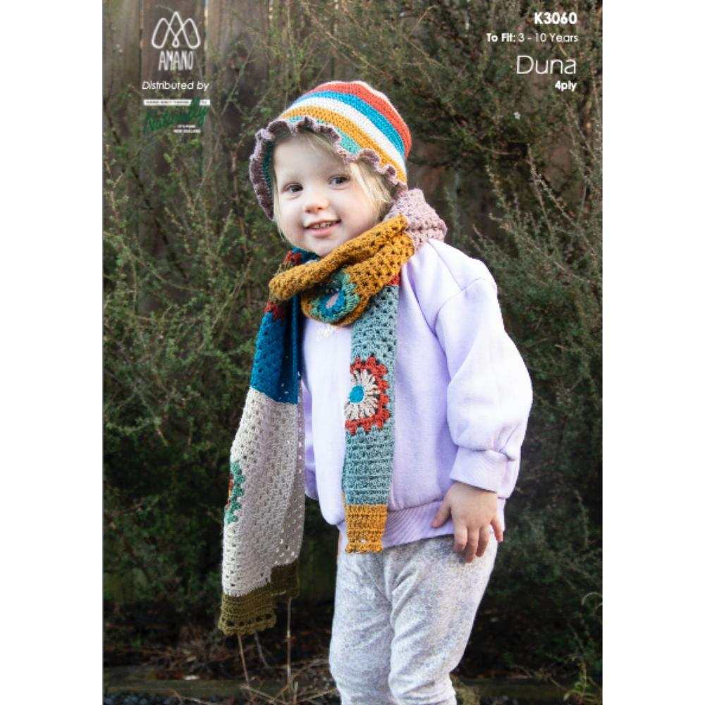 Patchwork Crochet Scarf & Frilly Bucket Hat Crochet Pattern (K3060)-Needlecraft Patterns-Wentworth Distributors-Printed Pattern – Posted-Wild & Woolly Yarns