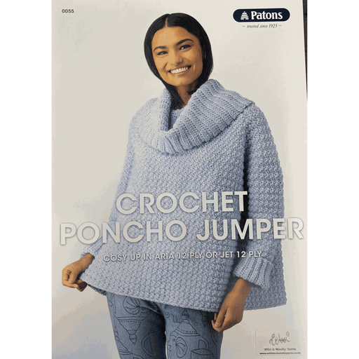 Patons Crochet Poncho Jumper Pattern 0055 – 12ply-Needlecraft Patterns-The Australian Yarn Co-Wild & Woolly Yarns