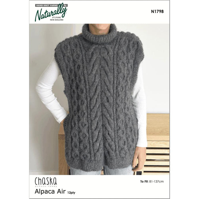 Polo Tunic with Cables Knitting Pattern (N1798)-Needlecraft Patterns-Wentworth Distributors-Printed-Wild & Woolly Yarns