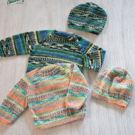 Raglan Baby Sweater & Hat Set Knitting Pattern (K3082)-Needlecraft Patterns-Wentworth Distributors-Printed-Wild & Woolly Yarns