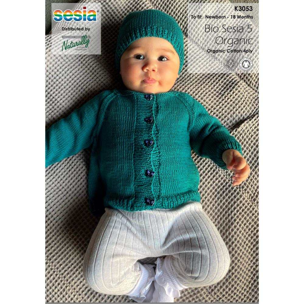 Raglan Cardigan & Hat Knitting Pattern (K3053)