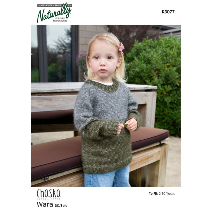 Raglan Jumper for Children Knitting Pattern (K3077)-Needlecraft Patterns-Wentworth Distributors-Printed-Wild & Woolly Yarns