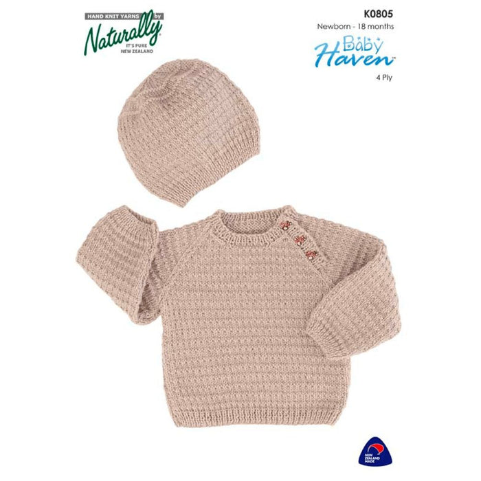 Raglan Sweater & Hat Knitting Pattern (K0805)-Needlecraft Patterns-Wentworth Distributors-Printed-Wild & Woolly Yarns