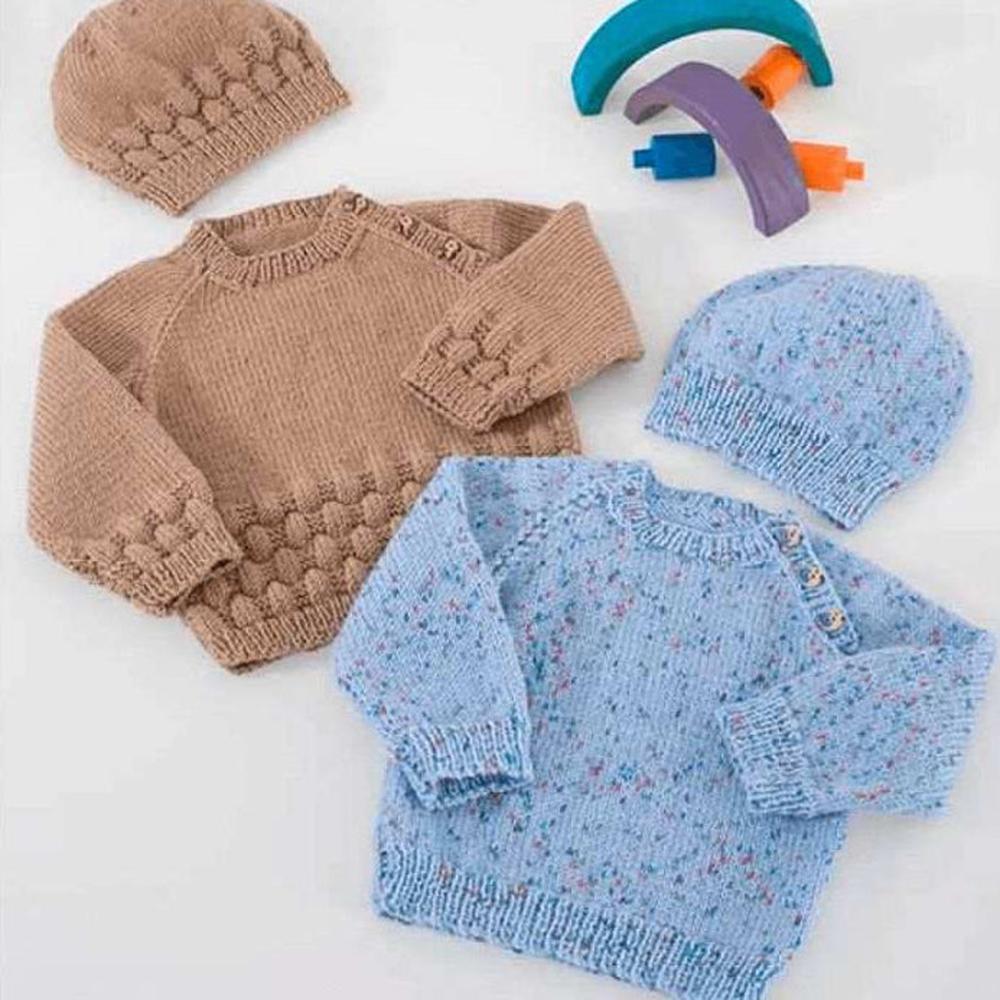 Raglan Sweater & Hat Knitting Pattern (K375)-Needlecraft Patterns-Wentworth Distributors-Printed Pattern – Posted-Wild & Woolly Yarns