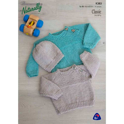Raglan Sweater & Hat Knitting Pattern (K383)-Needlecraft Patterns-Wentworth Distributors-Printed-Wild & Woolly Yarns