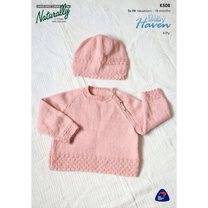 Raglan Sweater & Hat Knit Kit-Needlecraft Kits-Wild & Woolly Yarns-White (359)-Newborn-Wild & Woolly Yarns