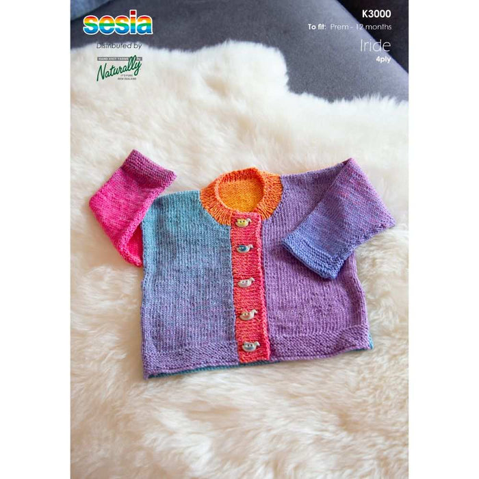 Rainbow Cardigan Knitting Pattern (K3000)-Needlecraft Patterns-Wentworth Distributors-Printed-Wild & Woolly Yarns