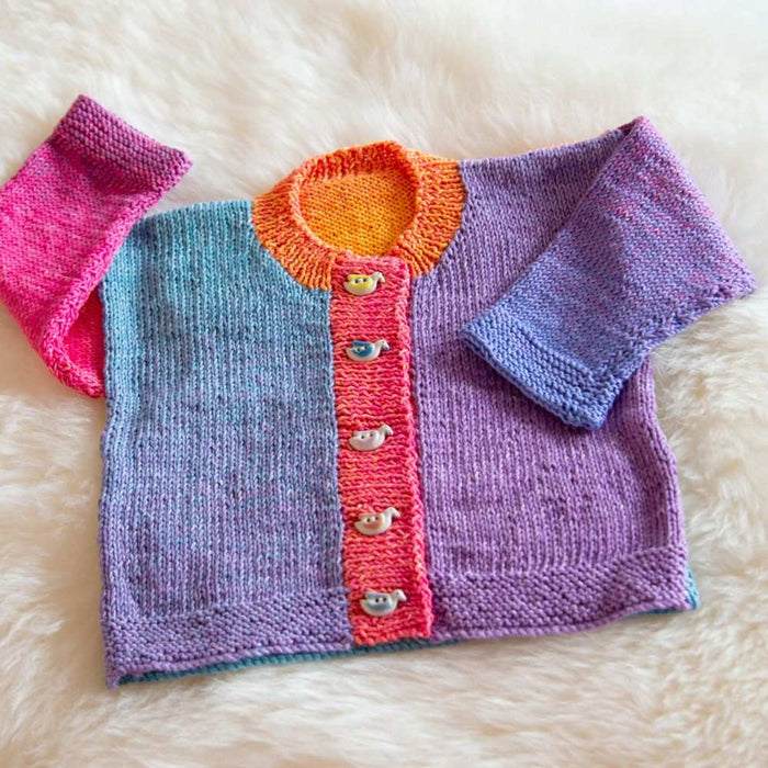 Rainbow Cardigan Knitting Pattern (K3000)-Needlecraft Patterns-Wentworth Distributors-Printed Pattern – Posted-Wild & Woolly Yarns