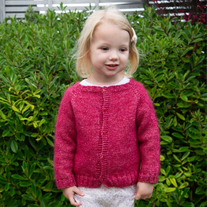 Raspberry Cardigan for Girls Knitting Pattern (K3076)-Needlecraft Patterns-Wentworth Distributors-Printed-Wild & Woolly Yarns
