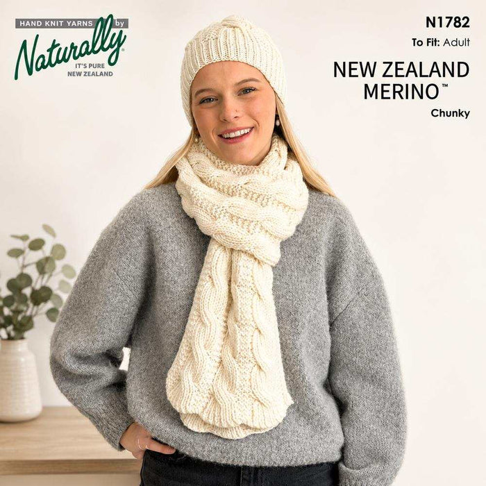 Reversible Cable Scarf & Cable Beanie Knitting Pattern (N1782)-Needlecraft Patterns-Wentworth Distributors-Printed Pattern – Posted-Wild & Woolly Yarns